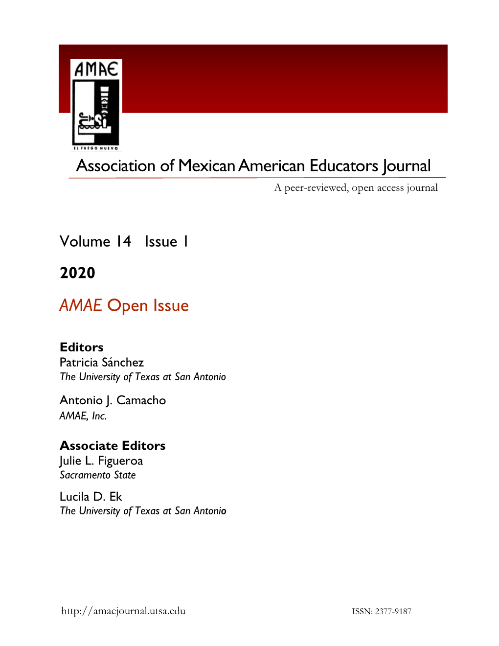 AMAE Open Issue Association of Mexican American Educators Journal