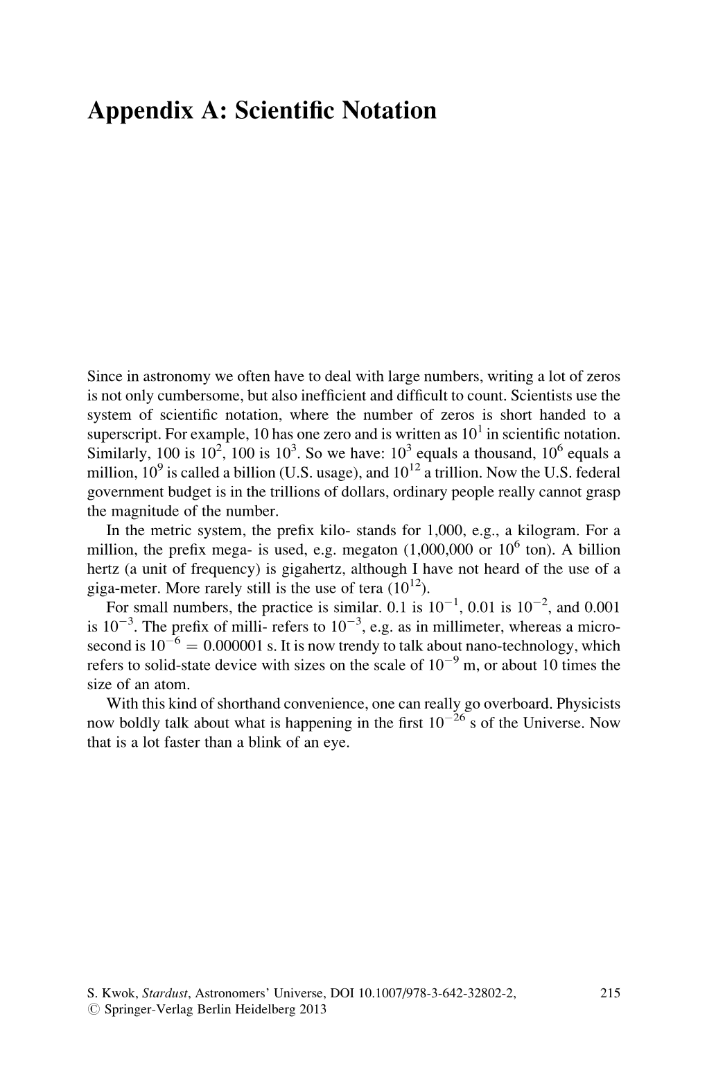 Appendix A: Scientific Notation