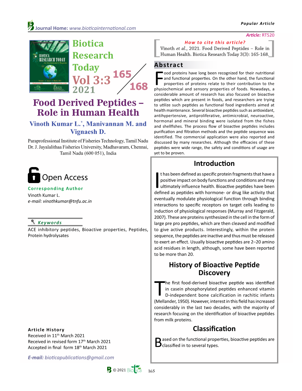 Vol 3:3 Properties of Proteins Relate to Their Contribution to the 168 Physiochemicalf and Sensory Properties of Foods