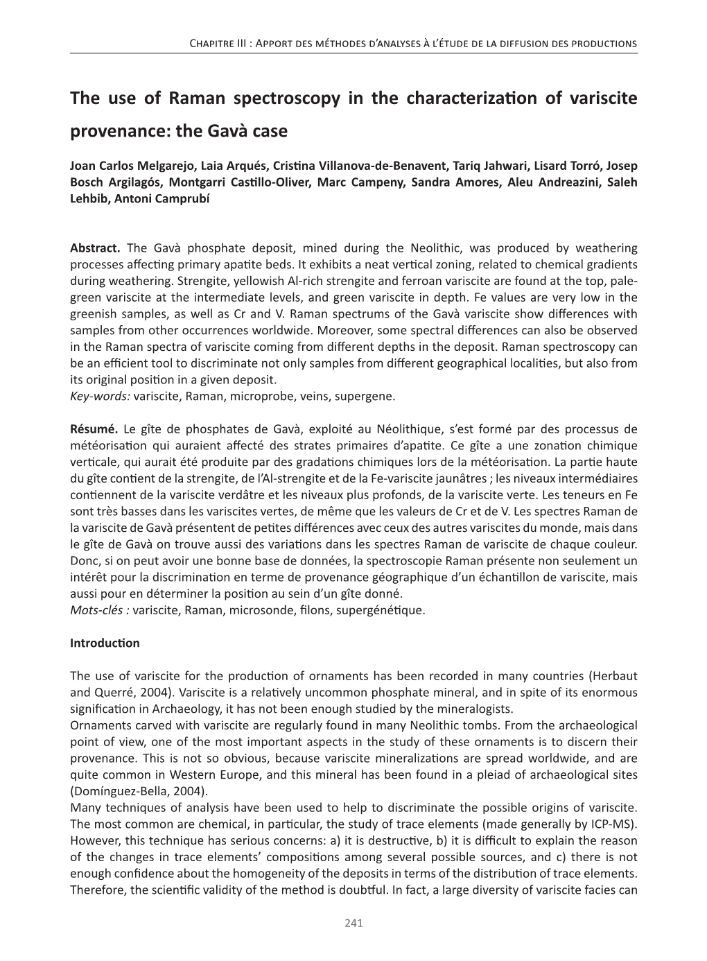 The Use of Raman Spectroscopy in the Characterization of Variscite Provenance: the Gavà Case