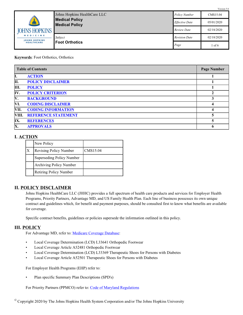 Foot Orthotics Page 1 of 6