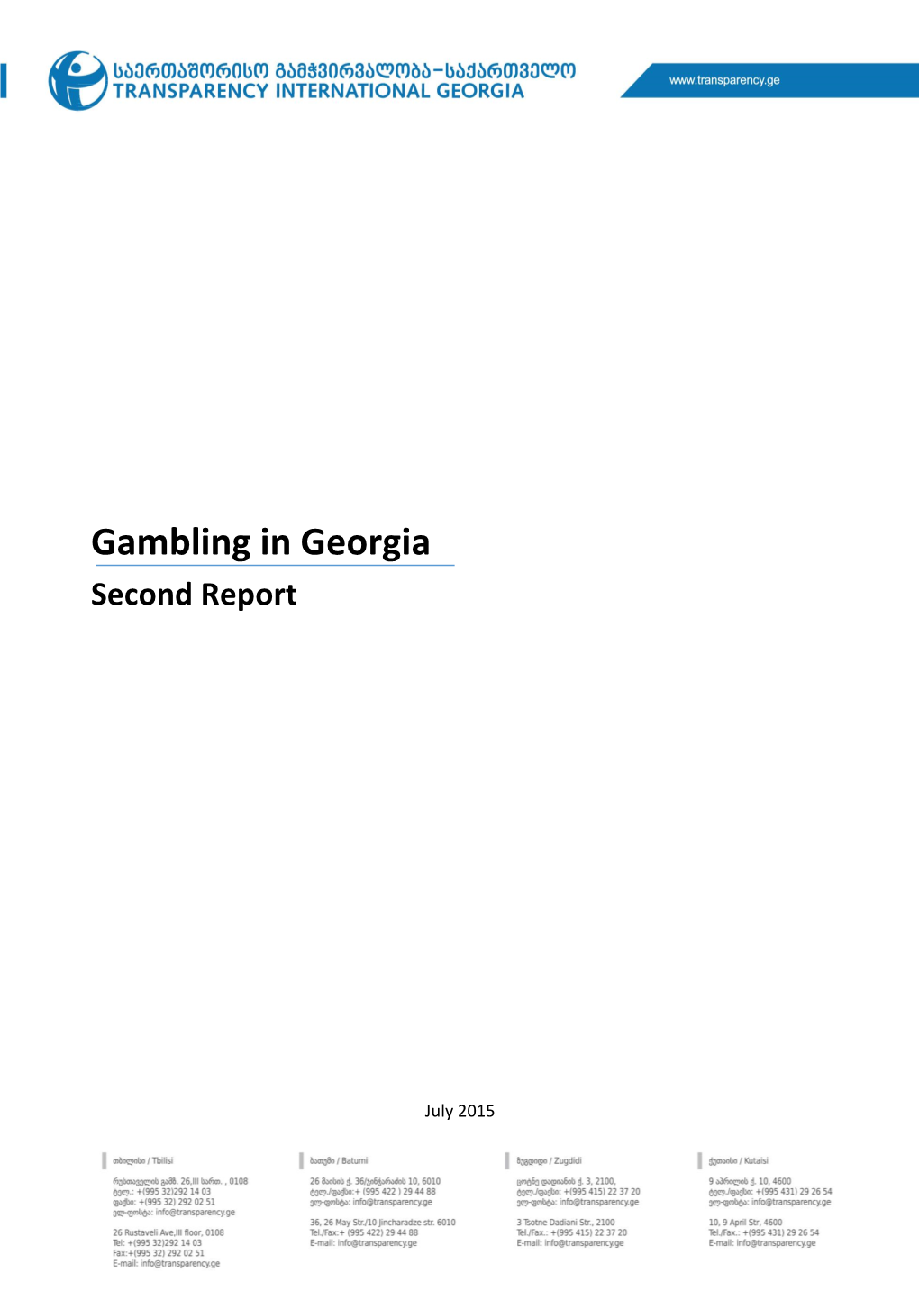 Gambling in Georgia Second Report