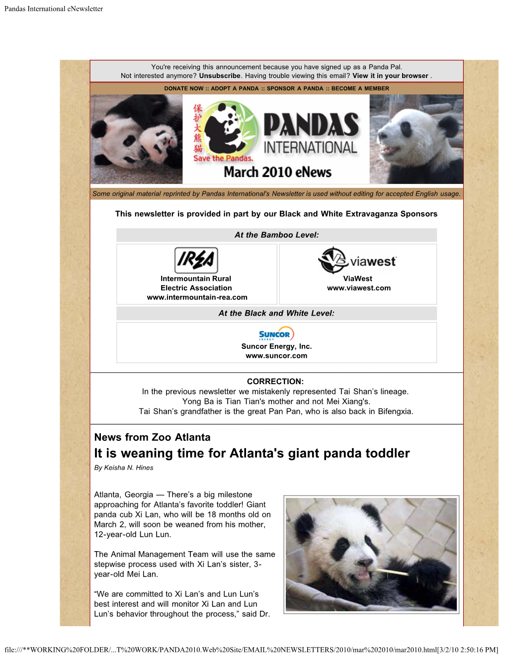Pandas International Enewsletter