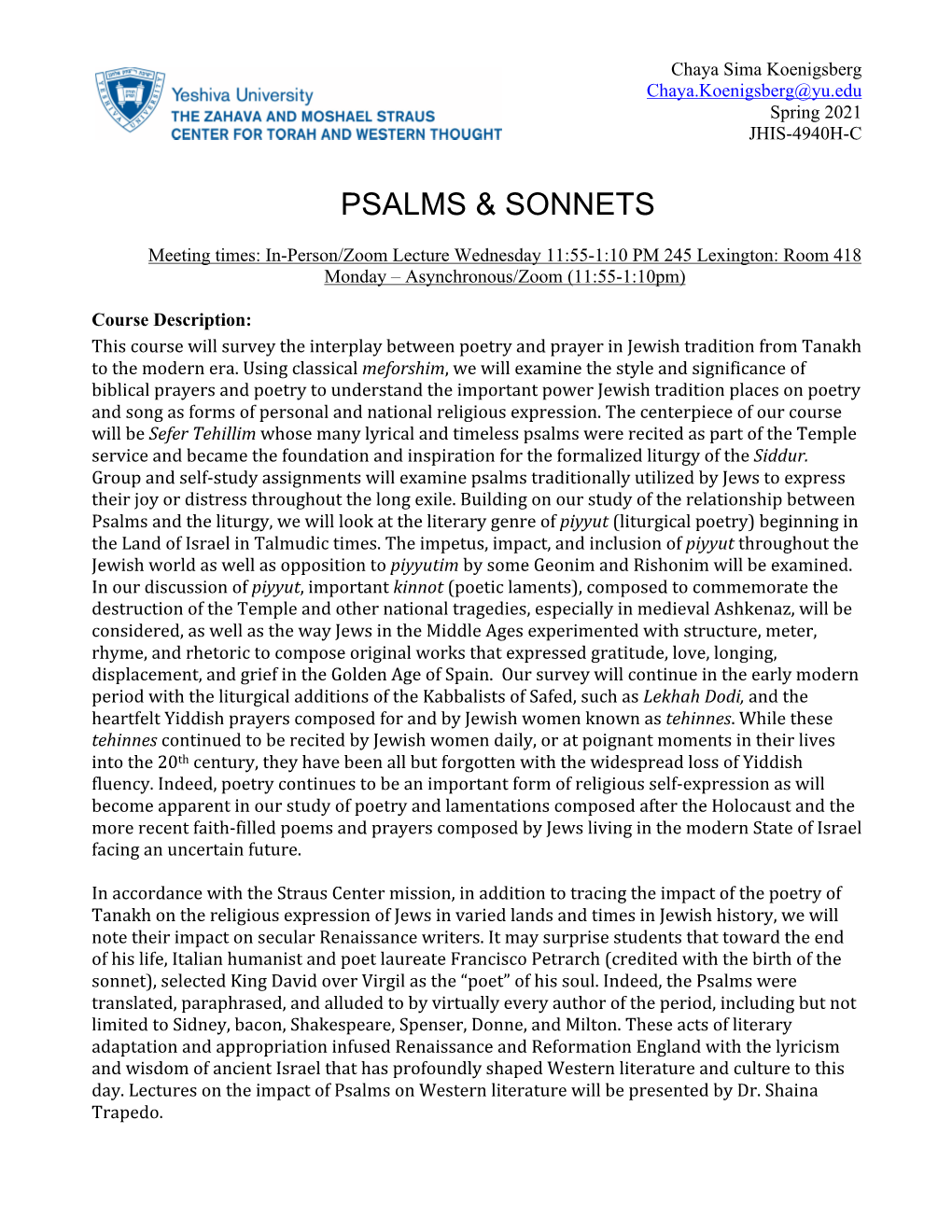 Psalms & Sonnets