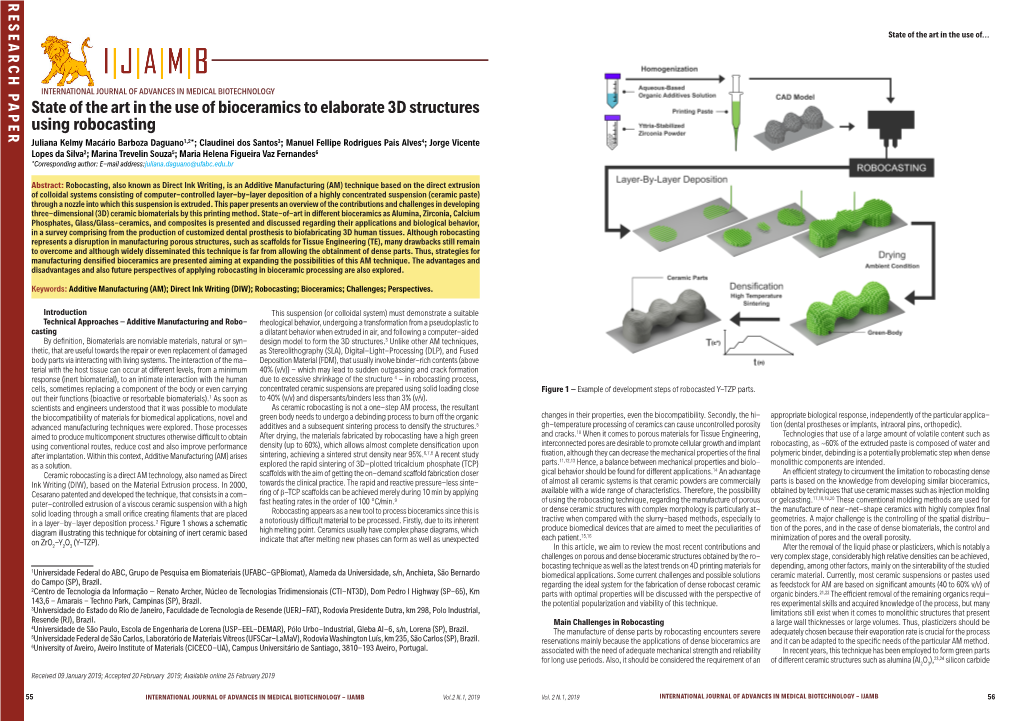 State of the Art in the Use of Bioceramics to Elaborate 3D