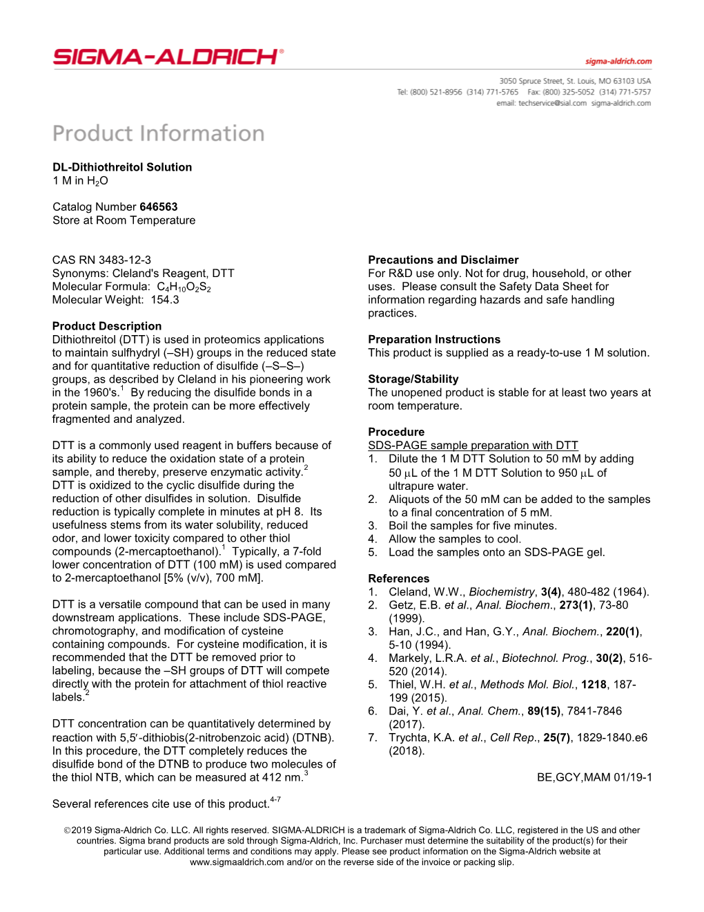 DL-Dithiothreitol Solution (646563)