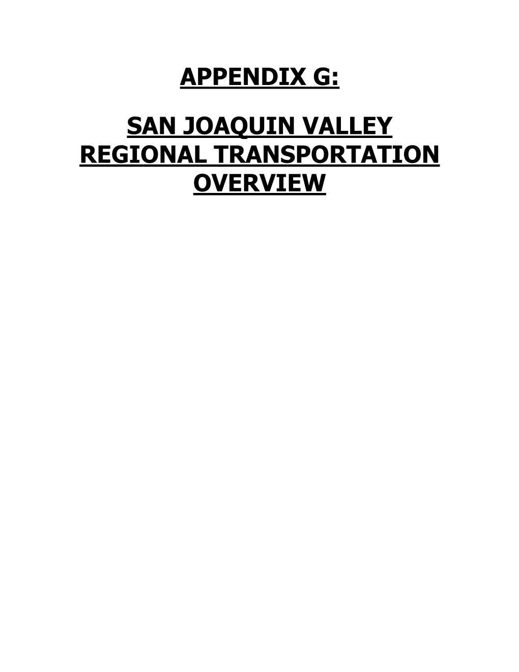 San Joaquin Valley Regional Transportation Overview