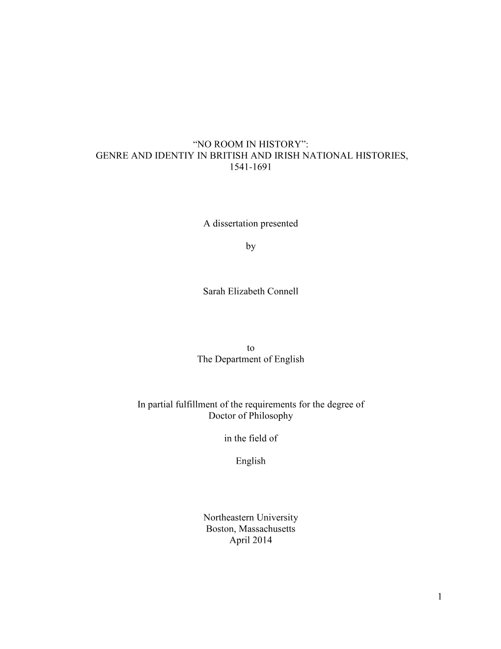 Genre and Identity in British and Irish National Histories, 1541-1691