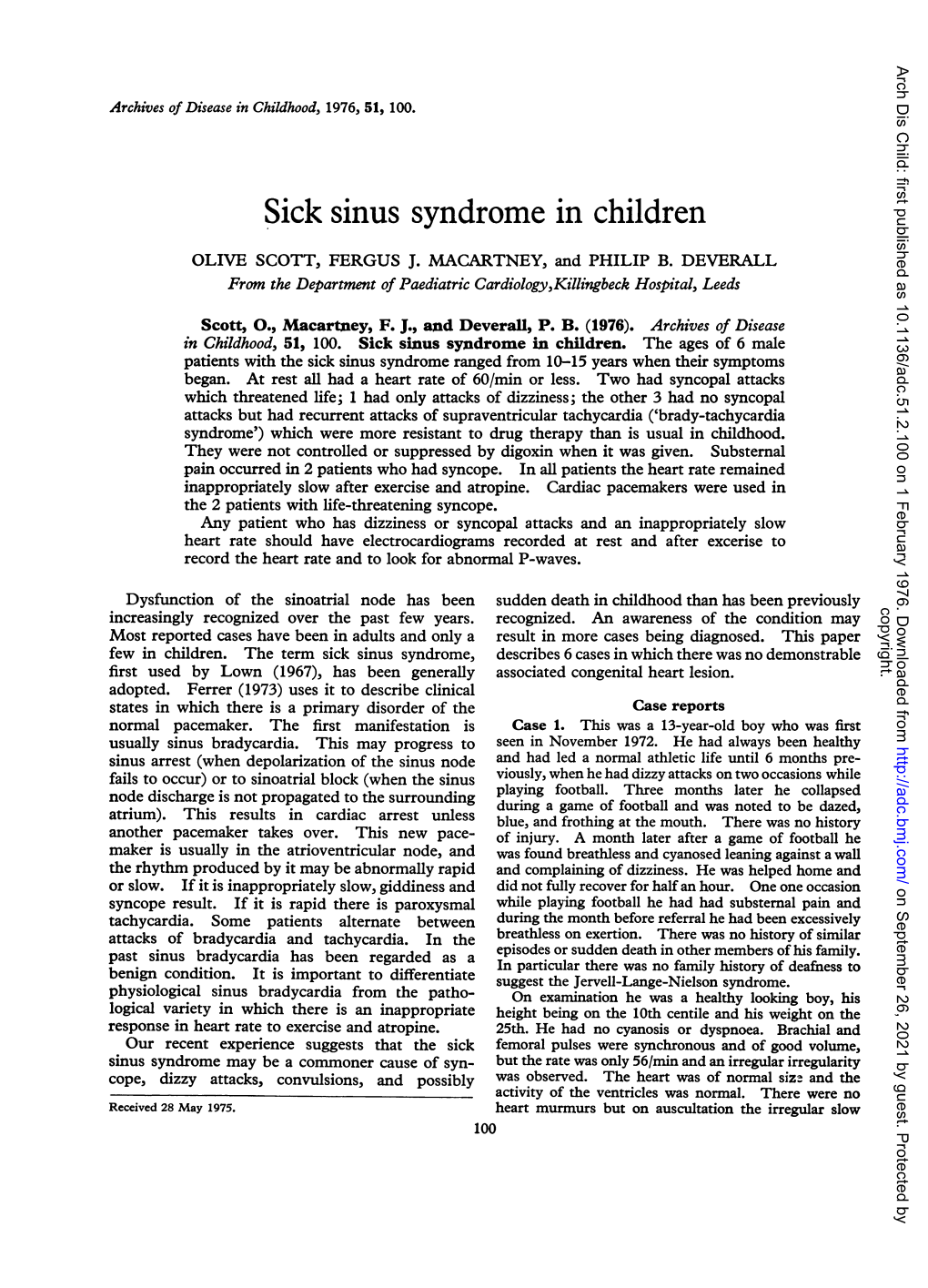Sick Sinus Syndrome in Children