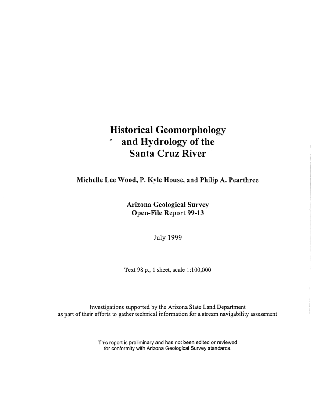 Historical Geomorphology .. and Hydrology of the Santa Cruz River