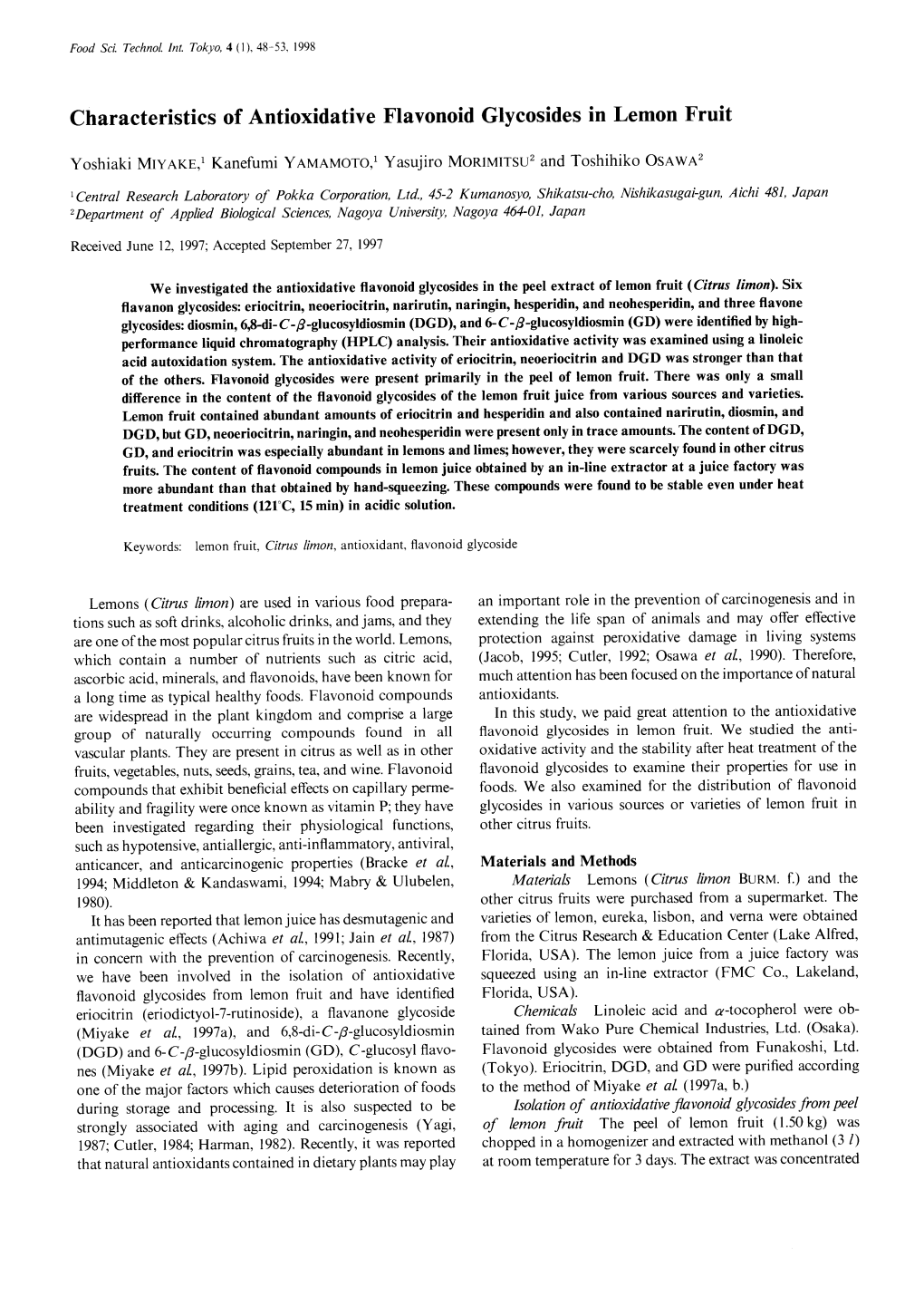 Glycosides in Lemon Fruit