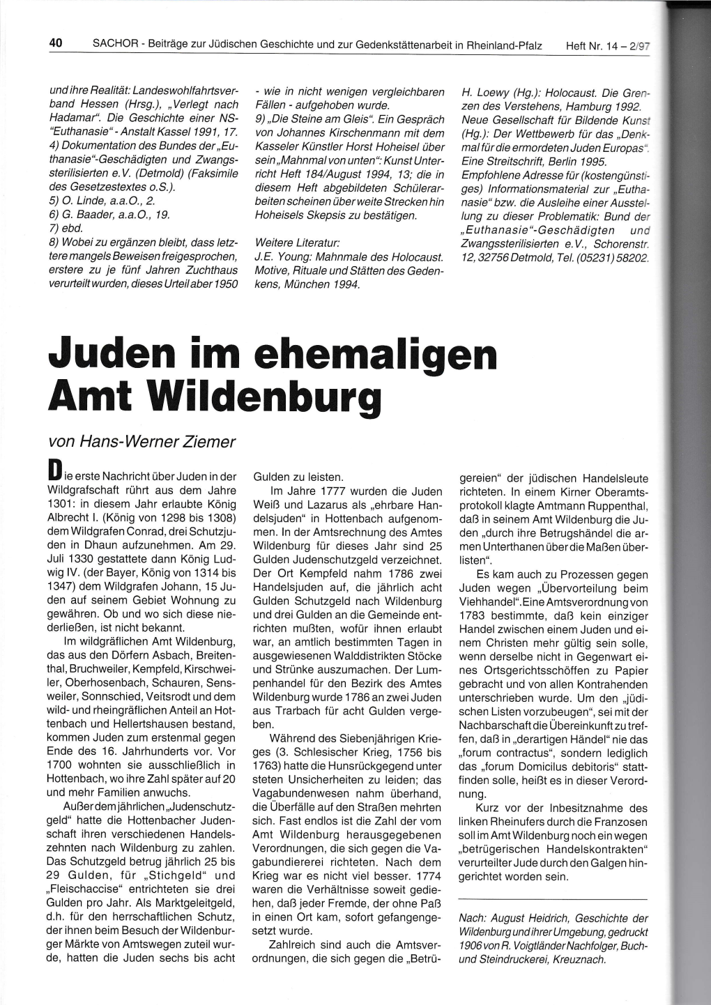 Juden Im Ehemaligen Amt Wildenburg Von Hans-Werner Ziemer