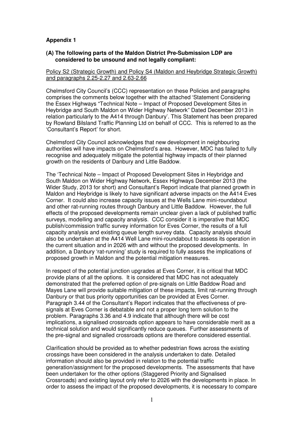 (A) the Following Parts of the Maldon District Pre-Submission LDP Are Considered to Be Unsound and Not Legally Compliant