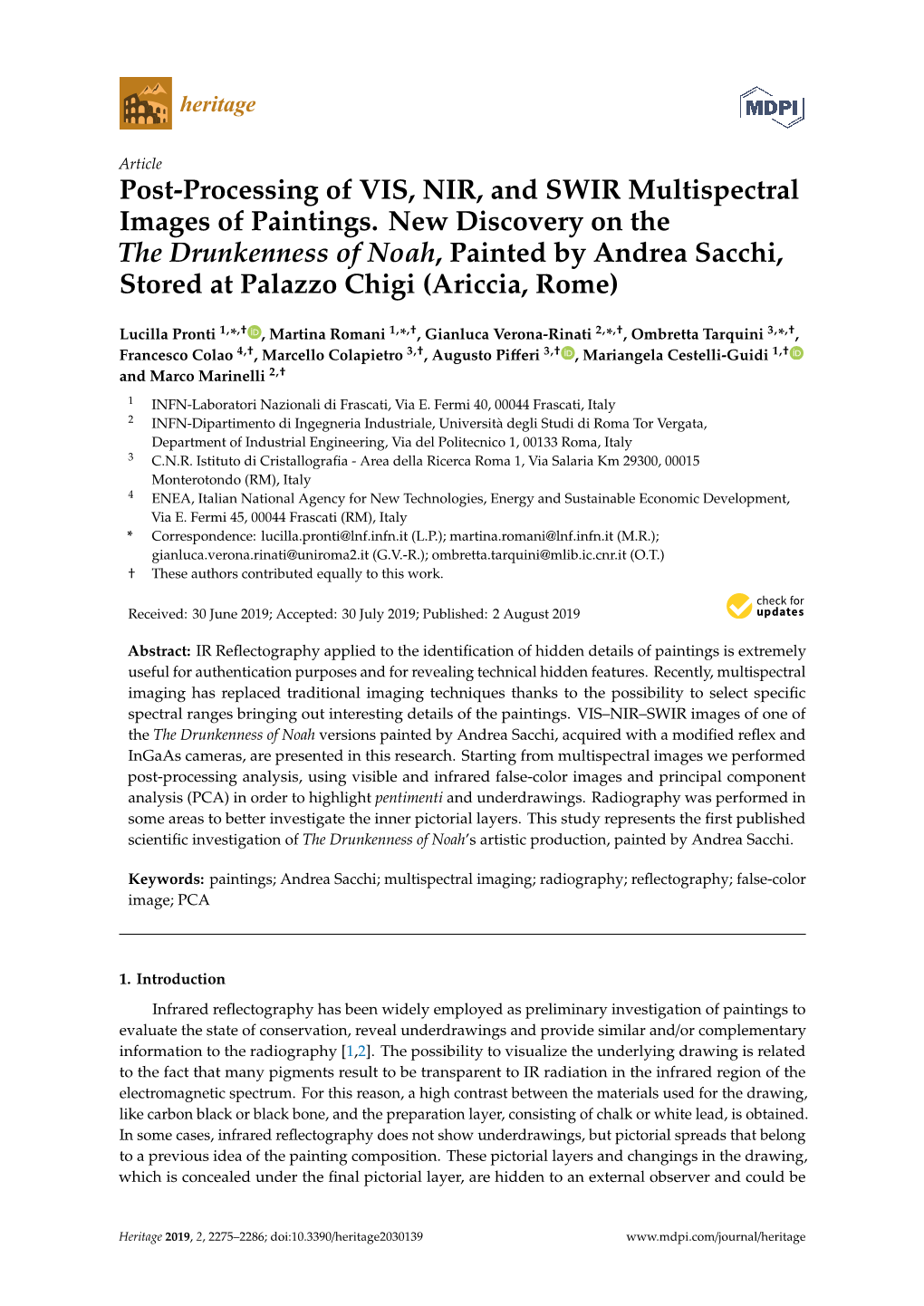 Post-Processing of VIS, NIR, and SWIR Multispectral Images of Paintings