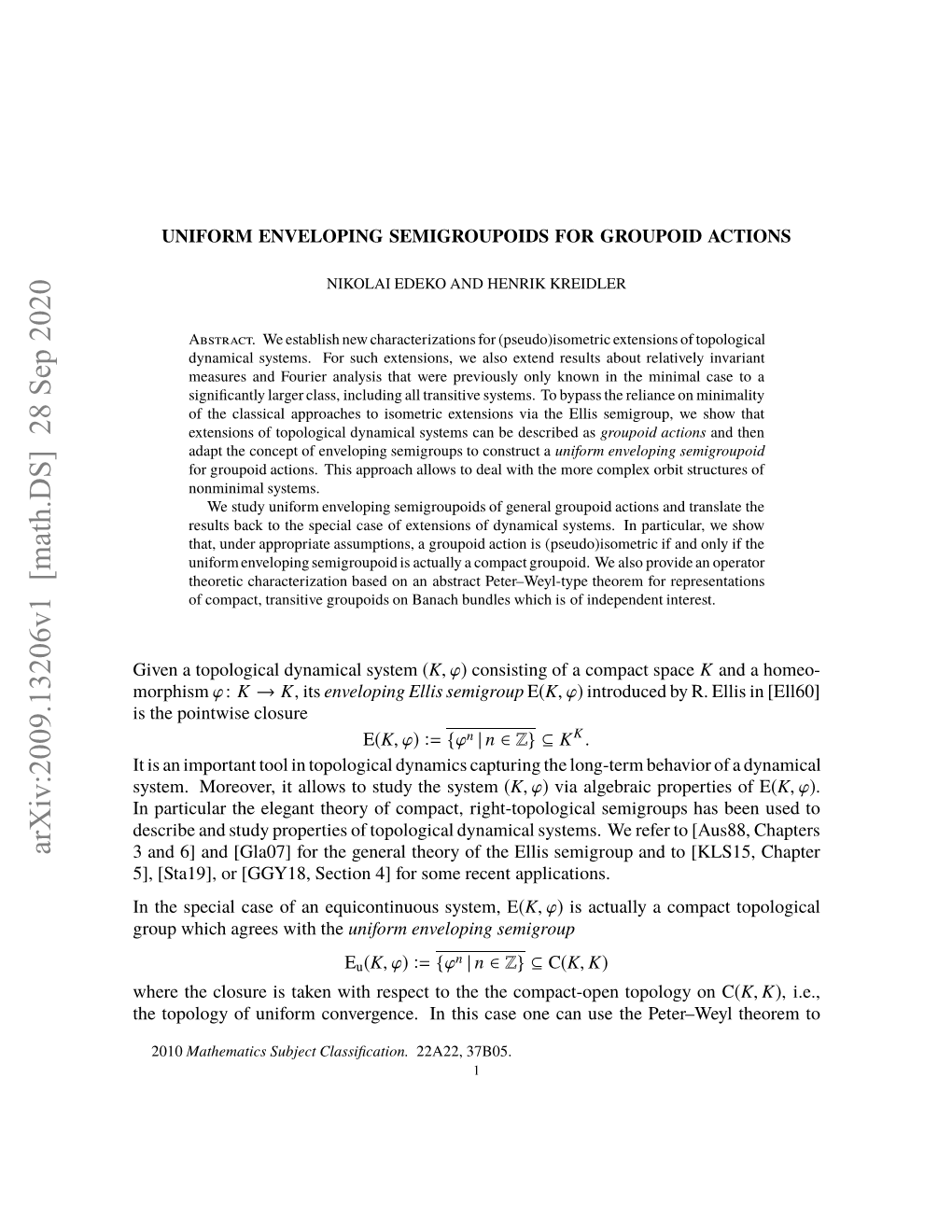 Uniform Enveloping Semigroupoids for Groupoid Actions