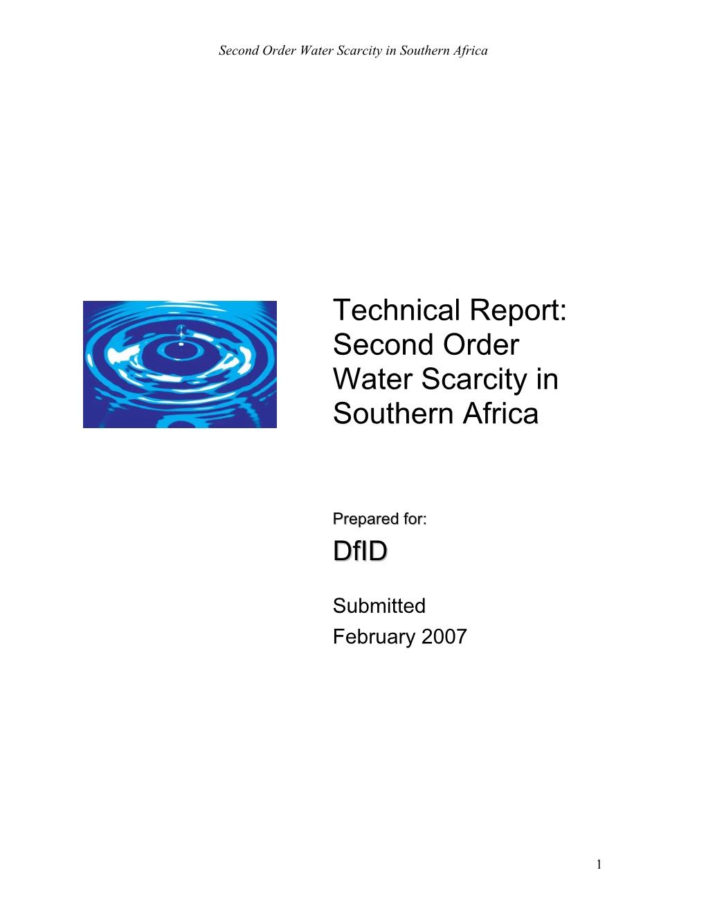 Technical Report: Second Order Water Scarcity in Southern Africa