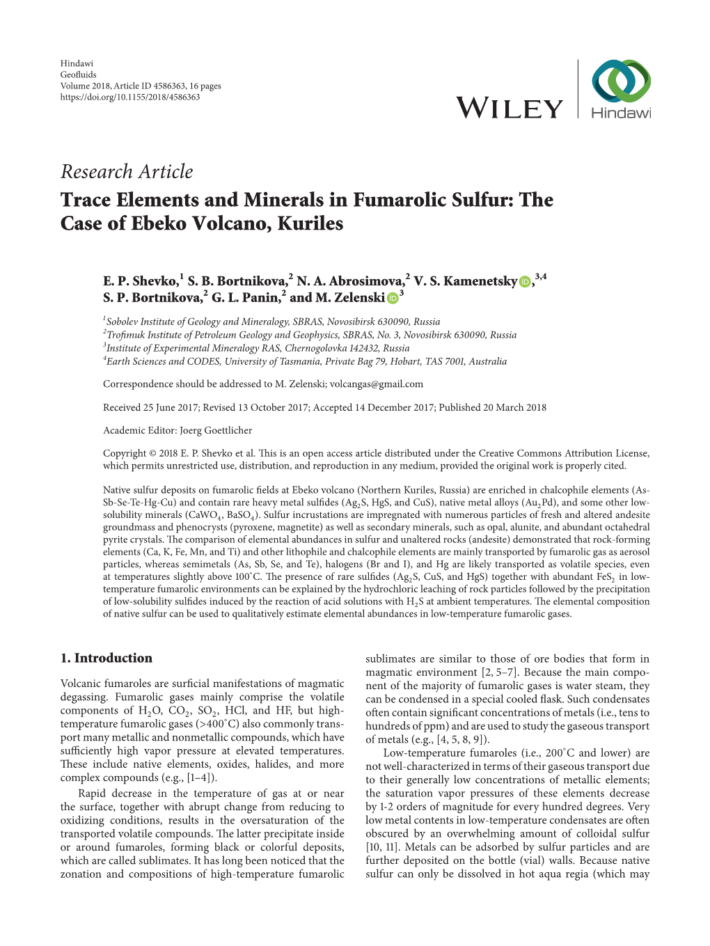 Trace Elements and Minerals in Fumarolic Sulfur: the Case of Ebeko Volcano, Kuriles