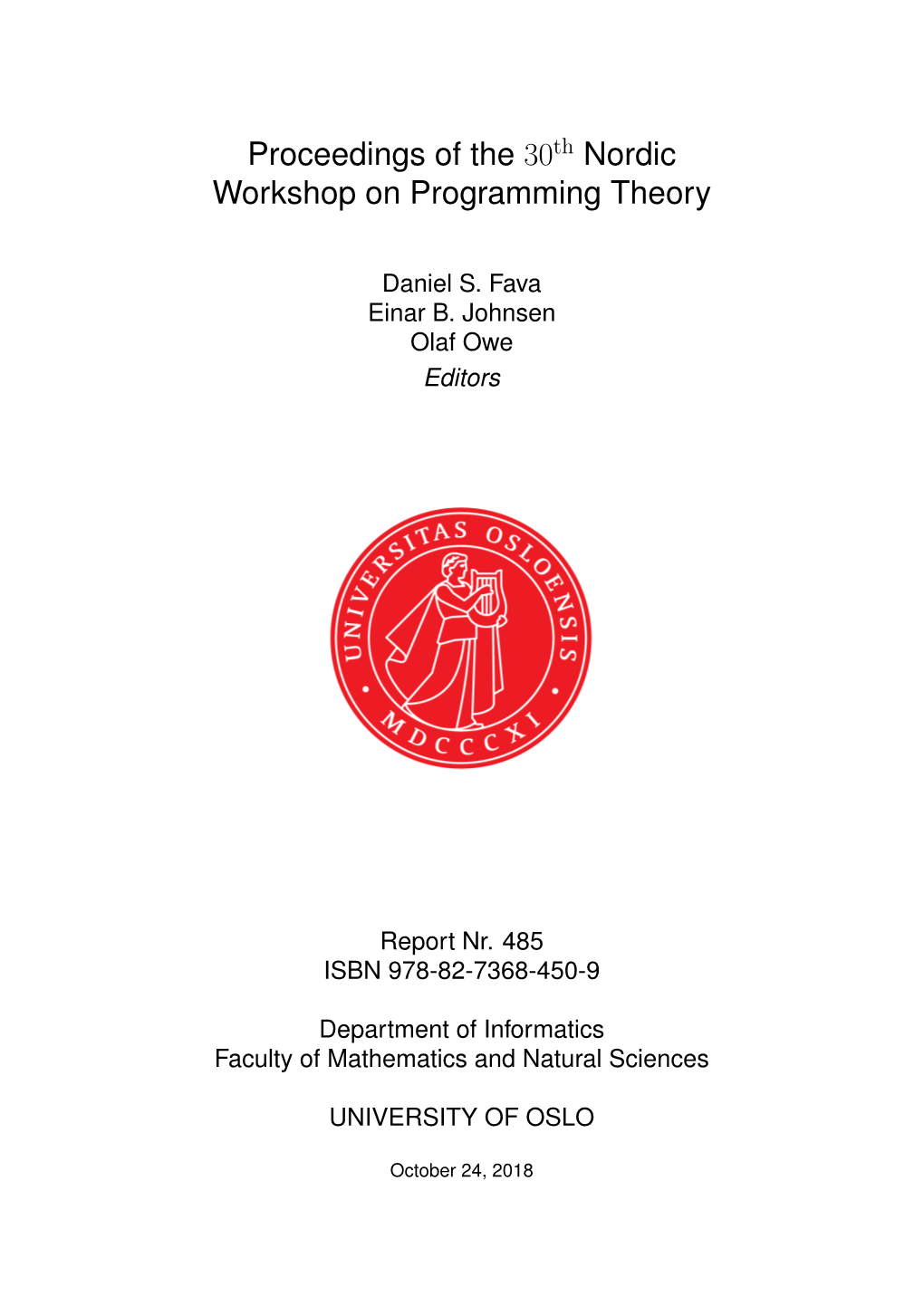 Proceedings of the 30 Nordic Workshop on Programming Theory