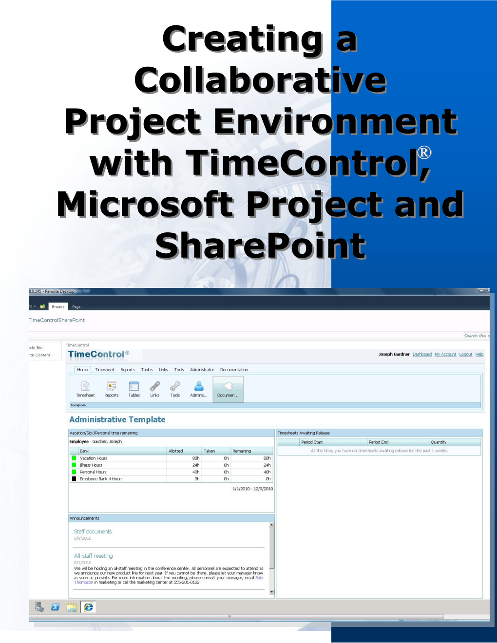 Integrating Timecontrol, Microsoft Project and Sharepoint