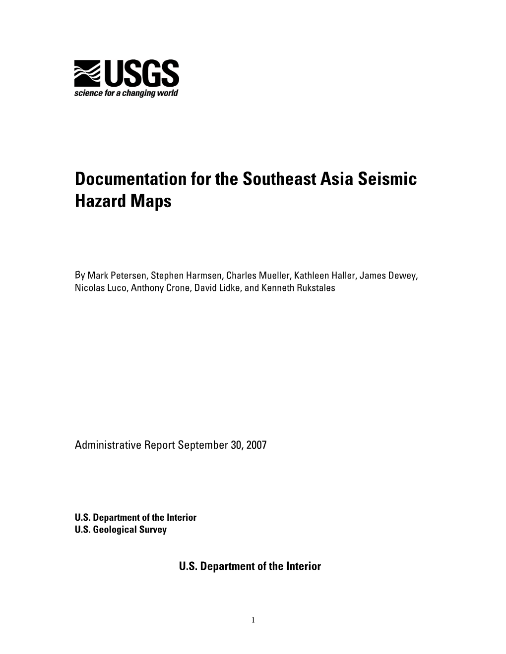 Documentation for the 2007 Update of the National Seismic Hazard Maps