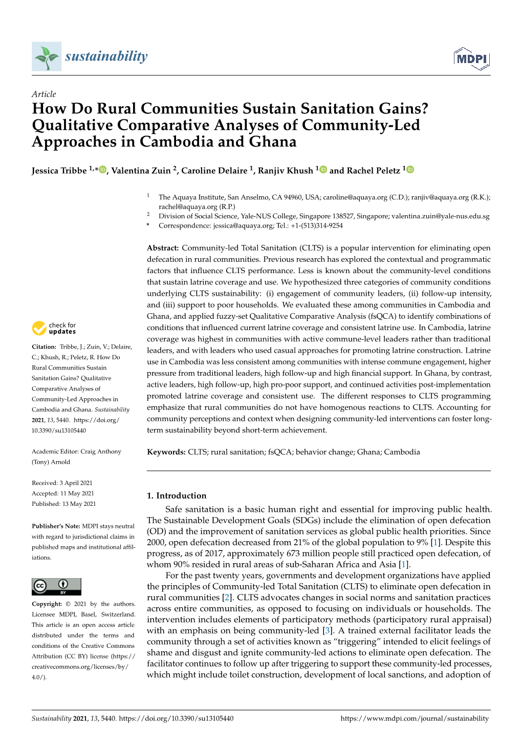 How Do Rural Communities Sustain Sanitation Gains? Qualitative Comparative Analyses of Community-Led Approaches in Cambodia and Ghana