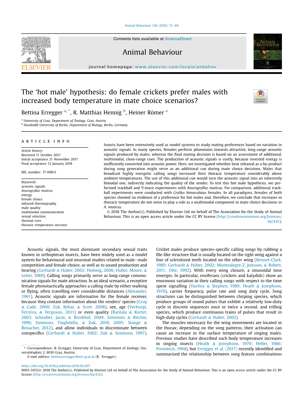 Do Female Crickets Prefer Males with Increased Body Temperature in Mate Choice Scenarios?