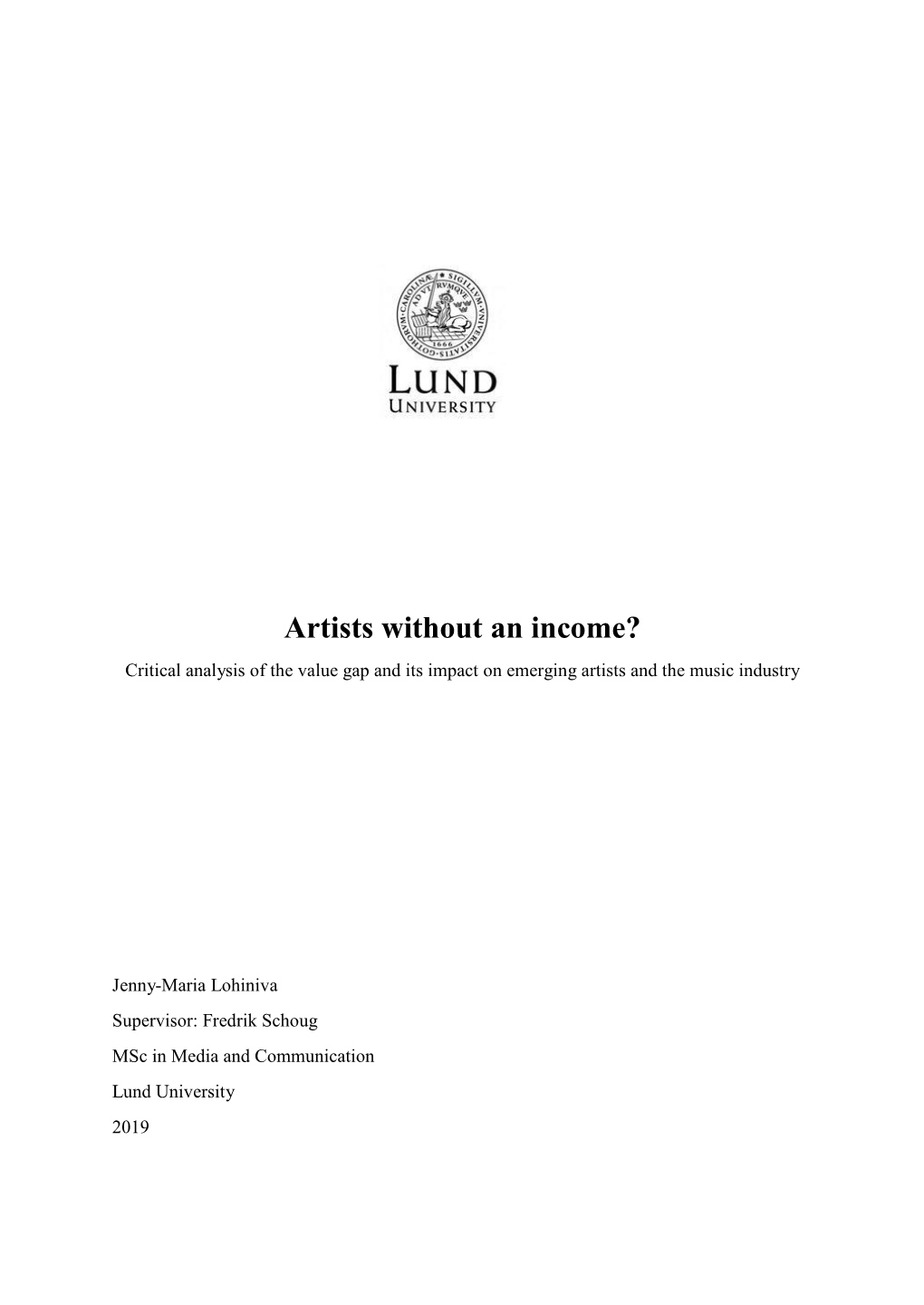 Artists Without an Income?