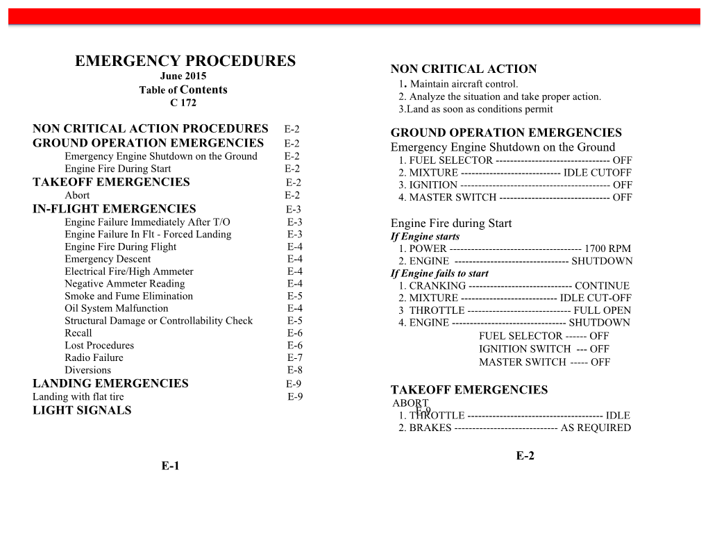 Emergency Procedures C172