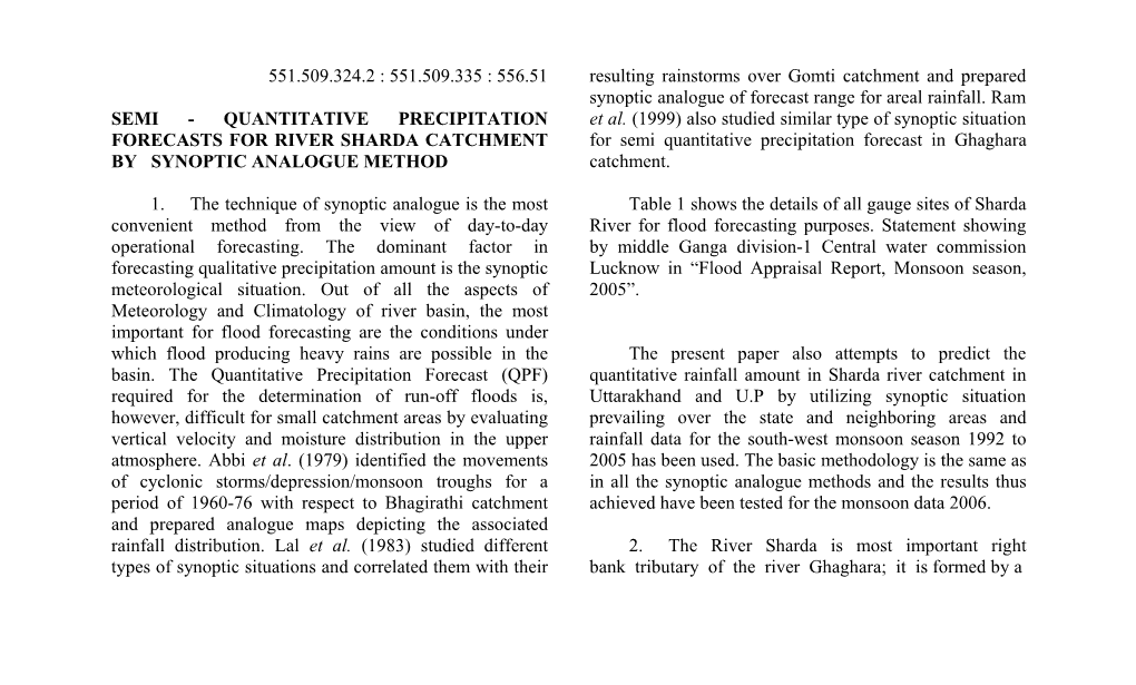 Quantitative Precipitation Forecasts