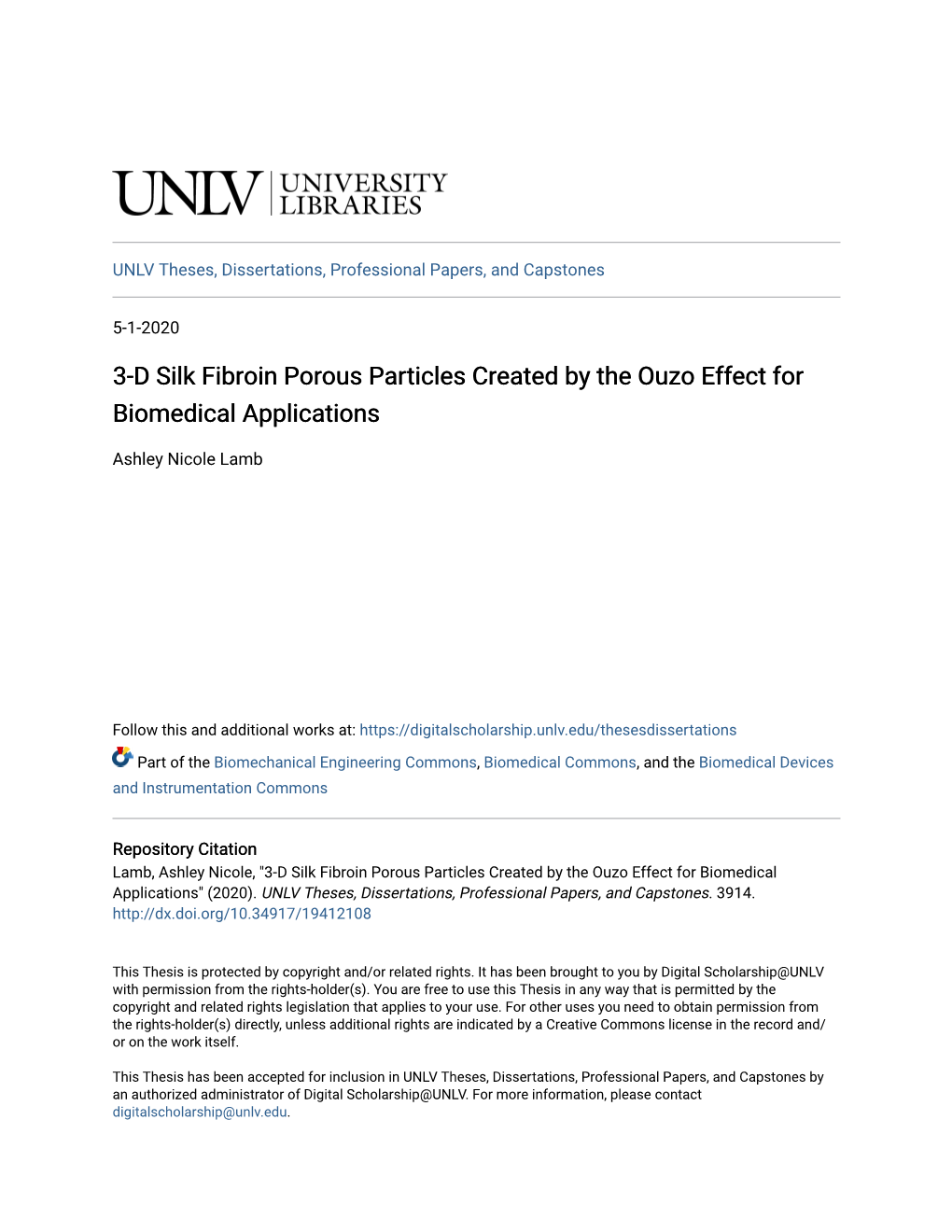 3-D Silk Fibroin Porous Particles Created by the Ouzo Effect for Biomedical Applications