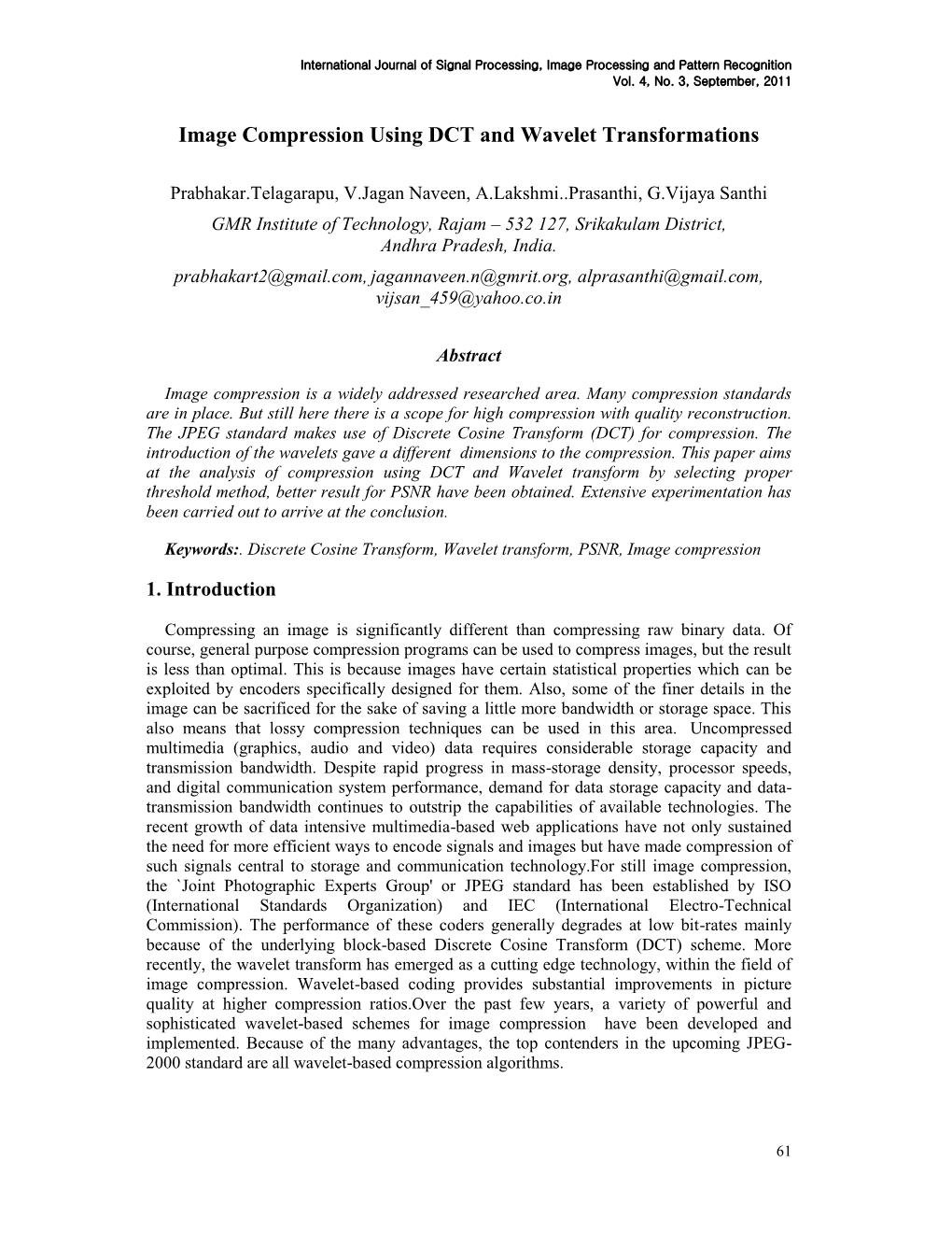 Image Compression Using DCT and Wavelet Transformations