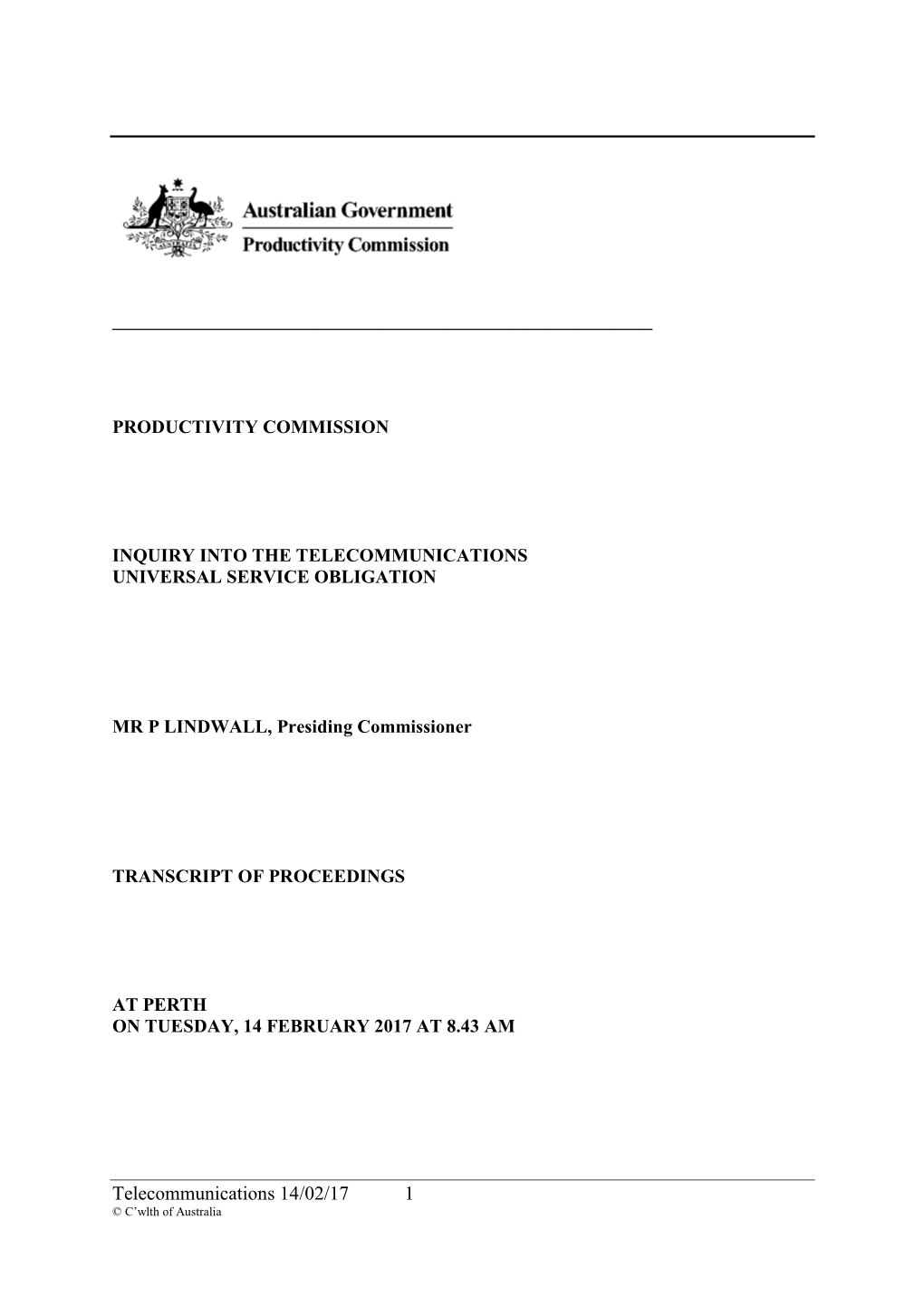 Perth Public Hearing Transcript