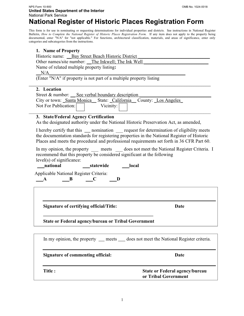 National Register of Historic Places Registration Form