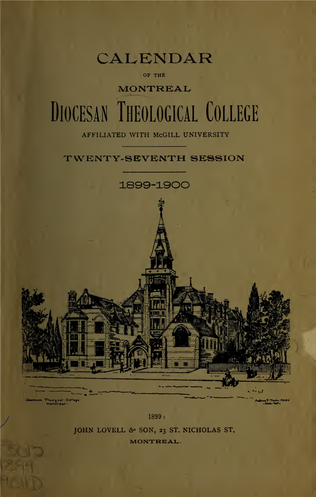 Calendar of the Montreal Diocesan Theological College Affiliated With