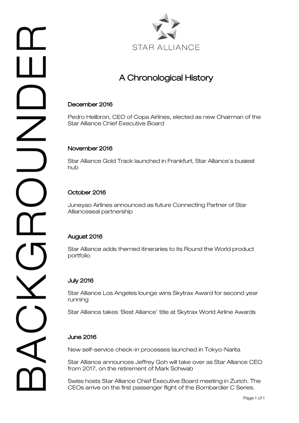 A Chronological History