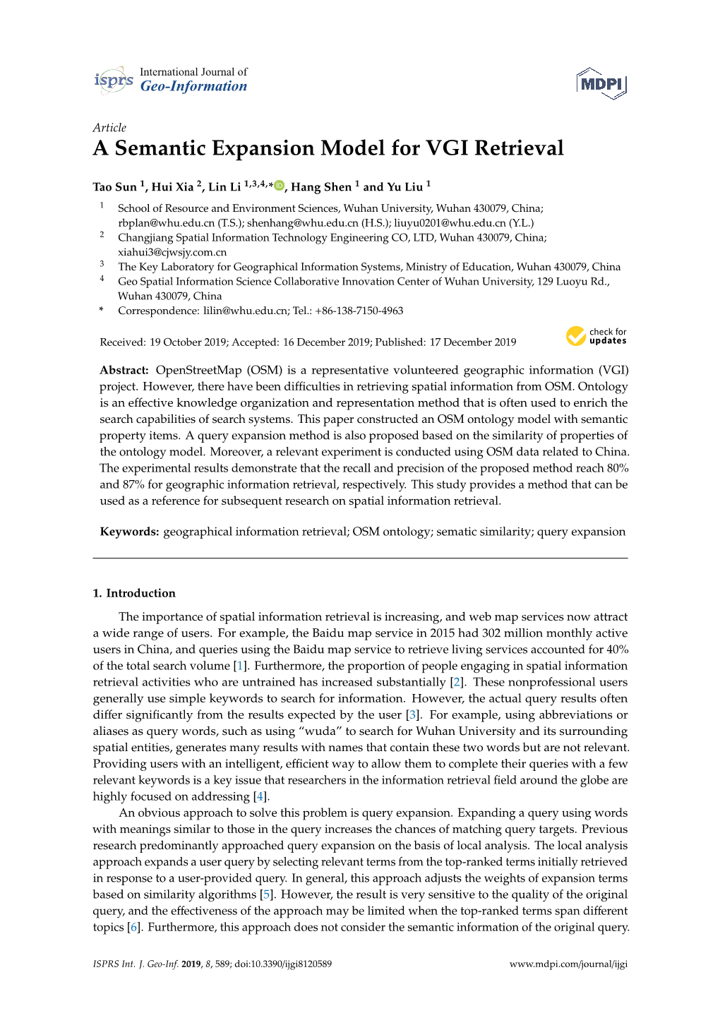 A Semantic Expansion Model for VGI Retrieval