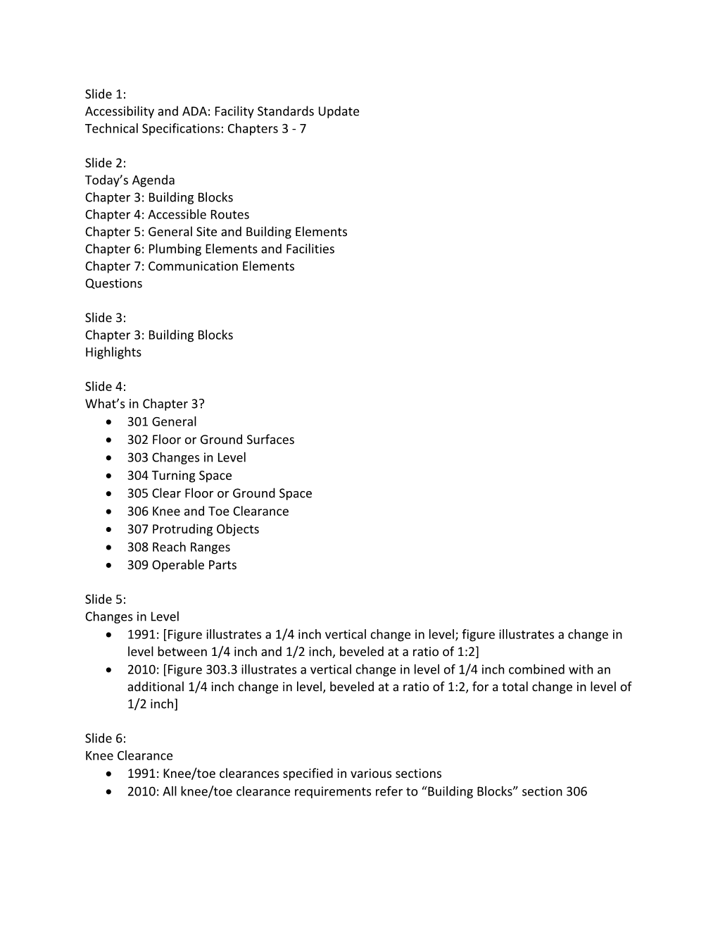 Accessibility and ADA: Facility Standards Update