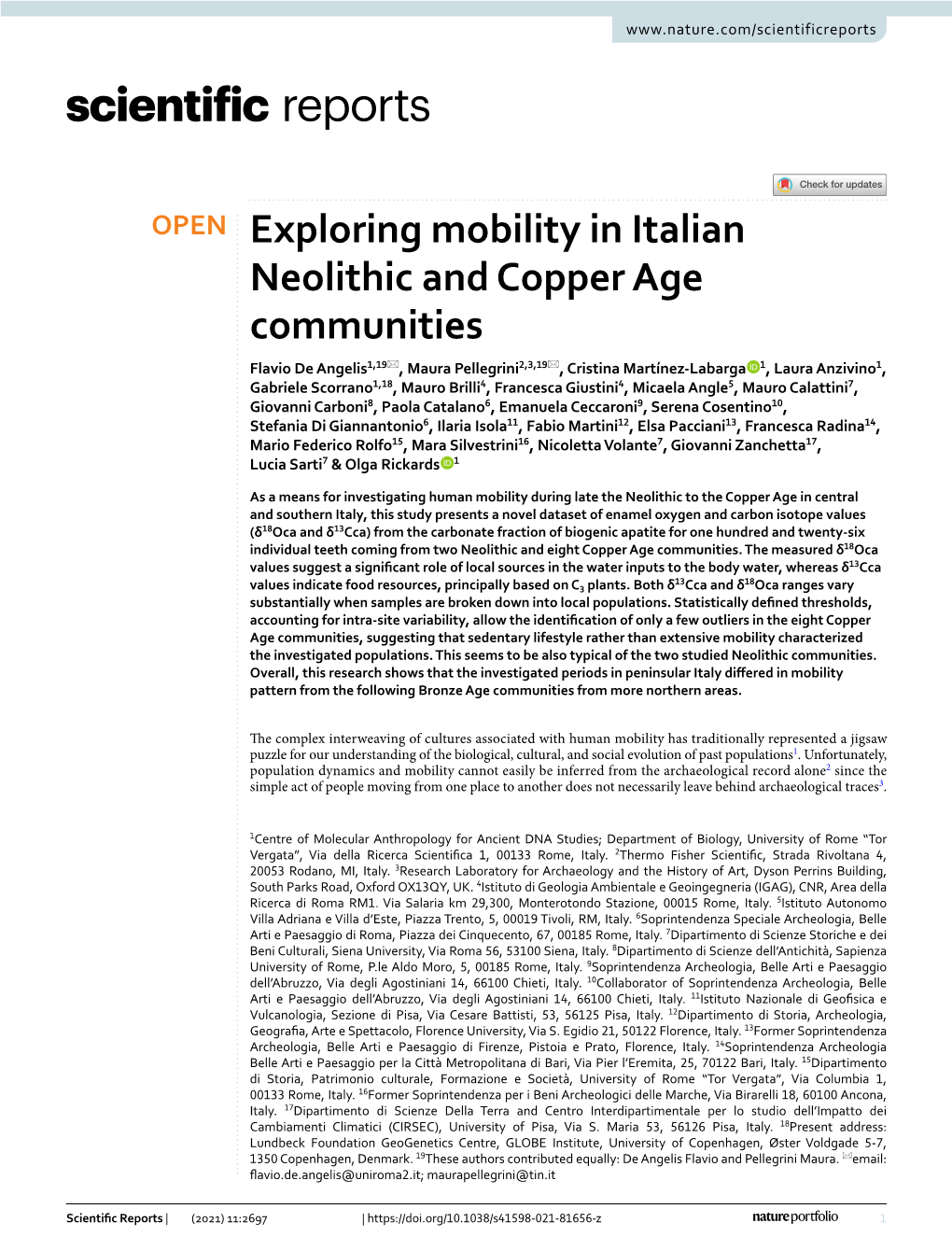 Exploring Mobility in Italian Neolithic and Copper Age Communities