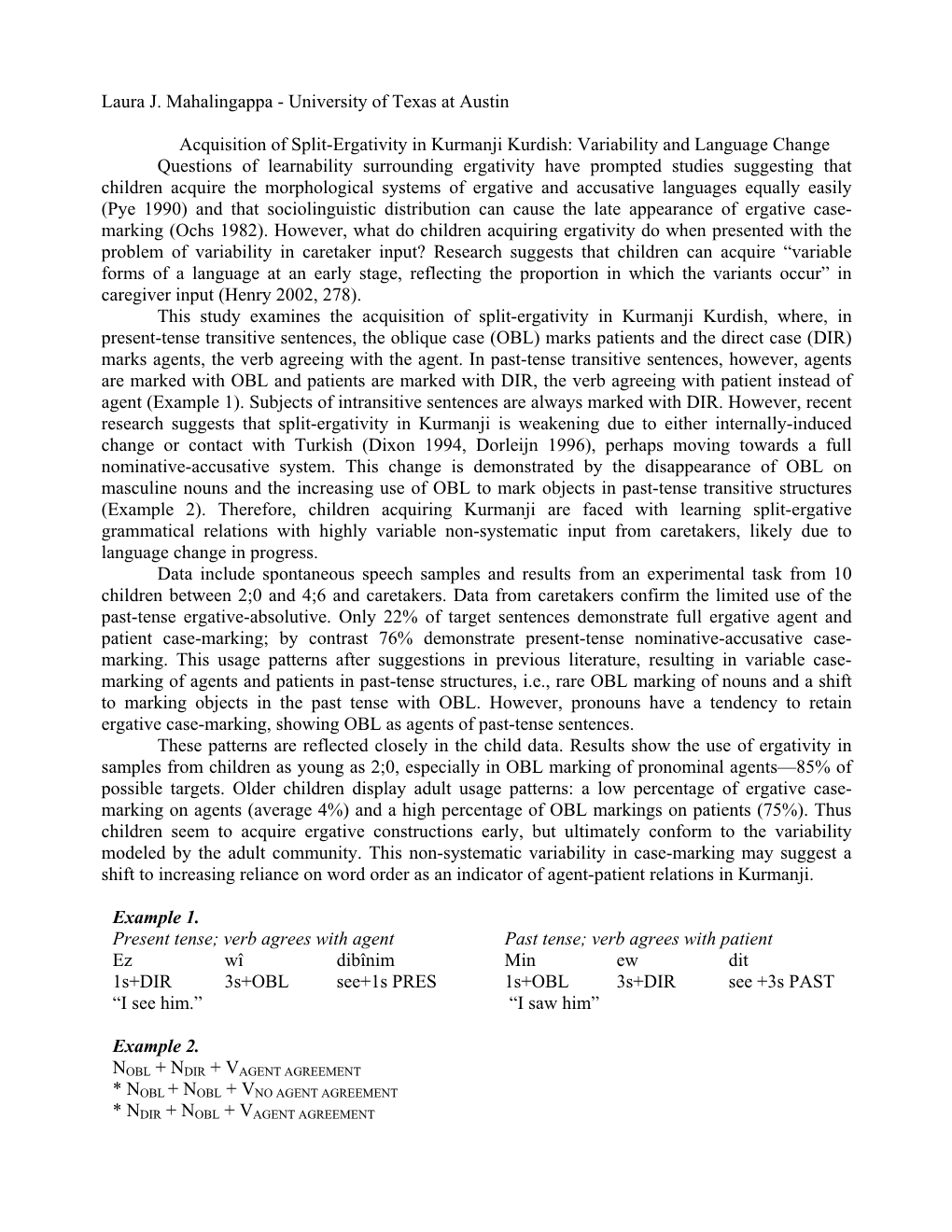 Ergativity Can Be Defined As Either a Morphological of Syntactic Process