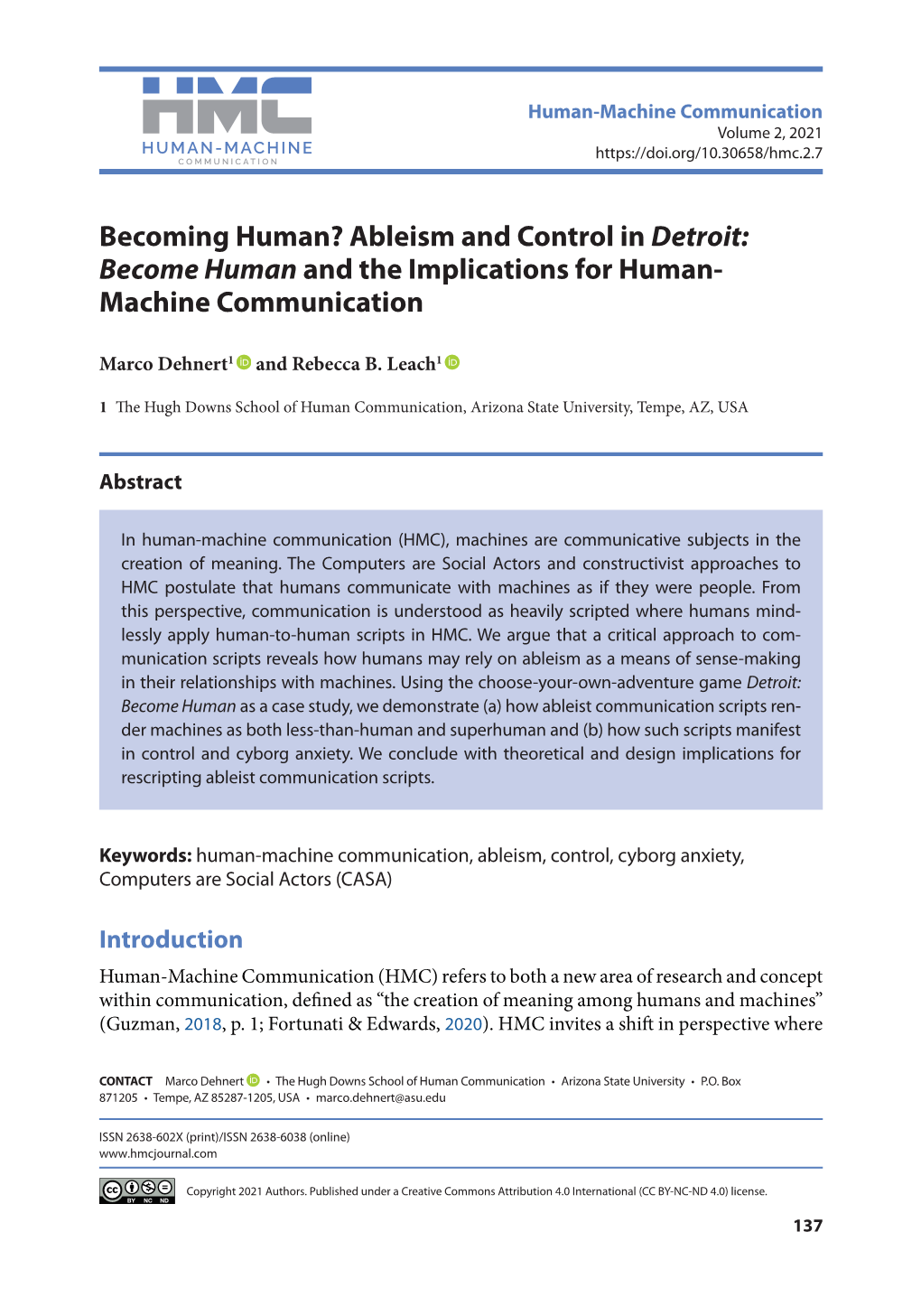 Becoming Human? Ableism and Control in <Em>Detroit: Become