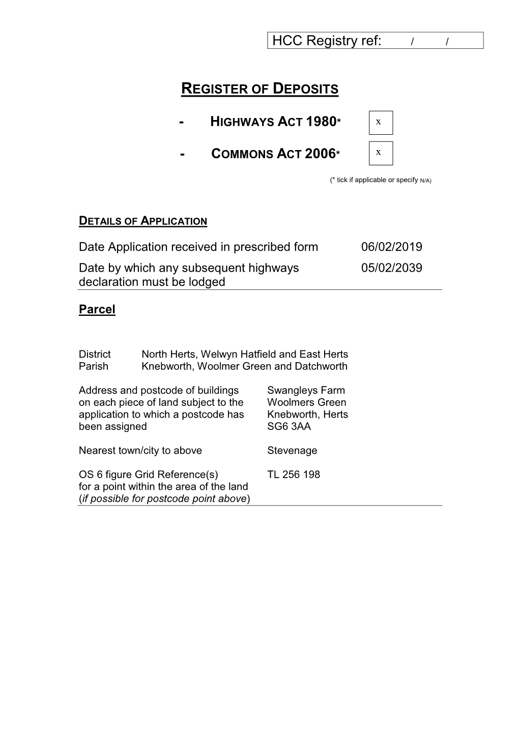 HIGHWAYS ACT 1980* X