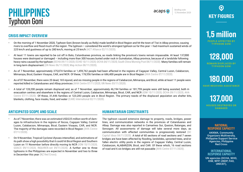 Briefing Note on Typhoon Goni