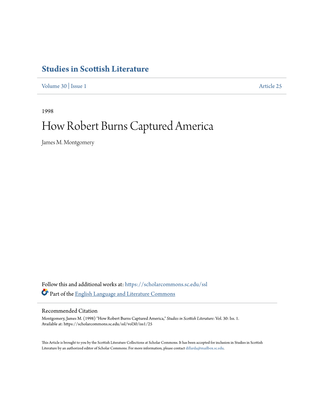 How Robert Burns Captured America James M