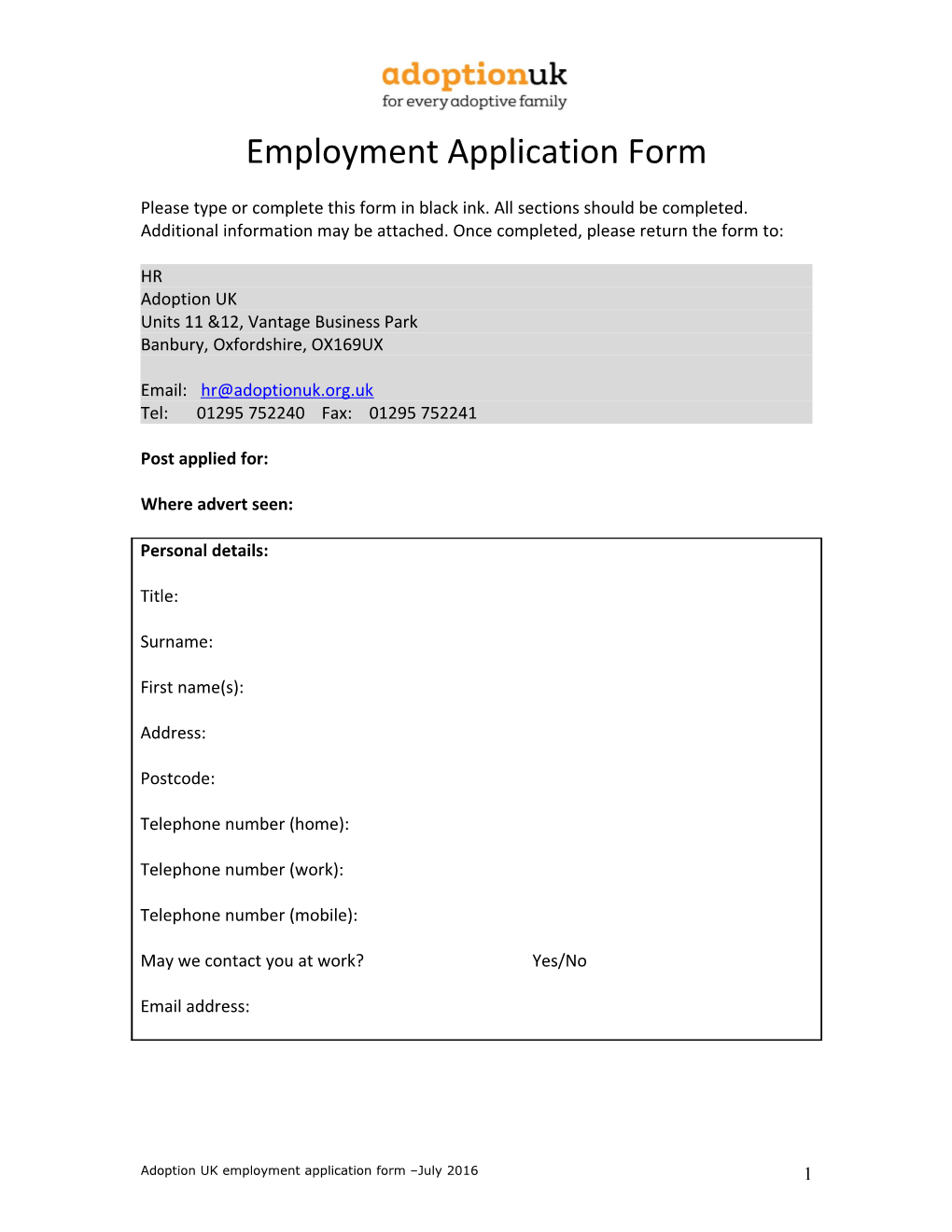 Employment Application Form s3