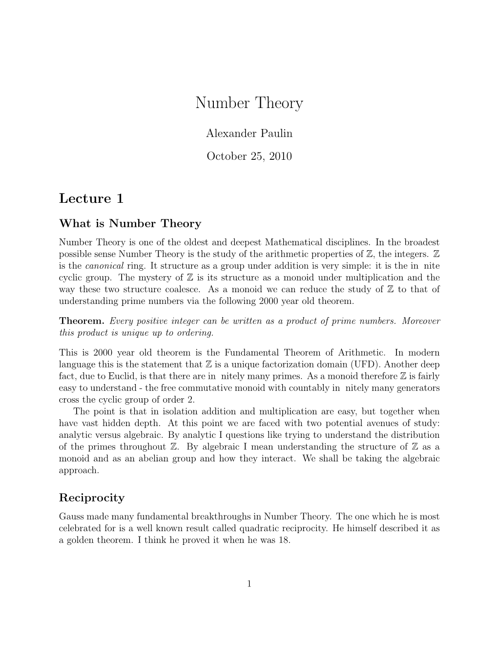 Number Theory