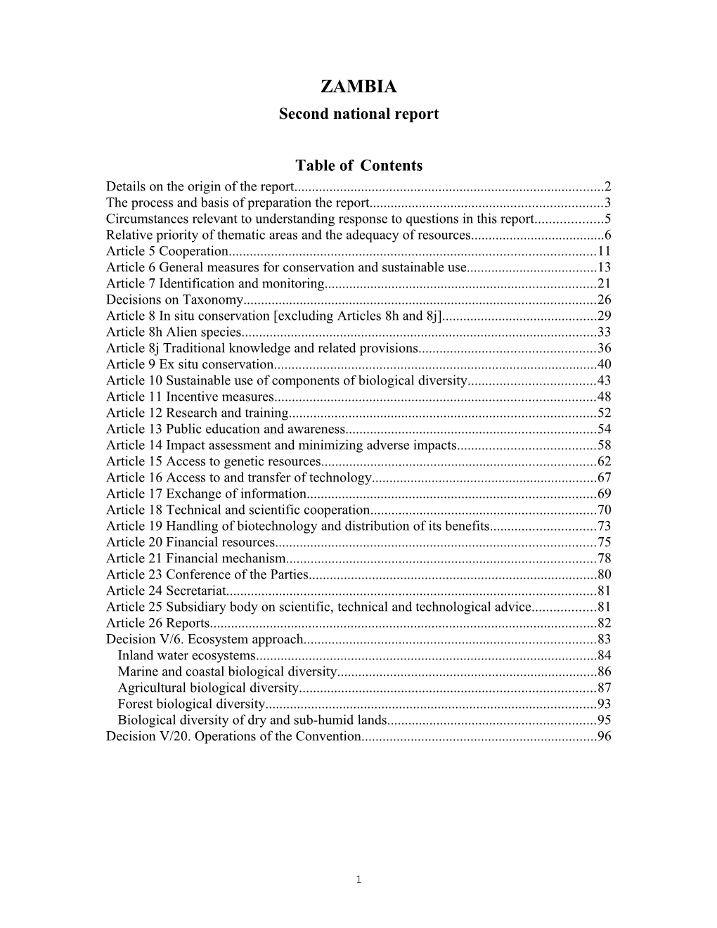 CBD Second National Report - Zambia (English Version)