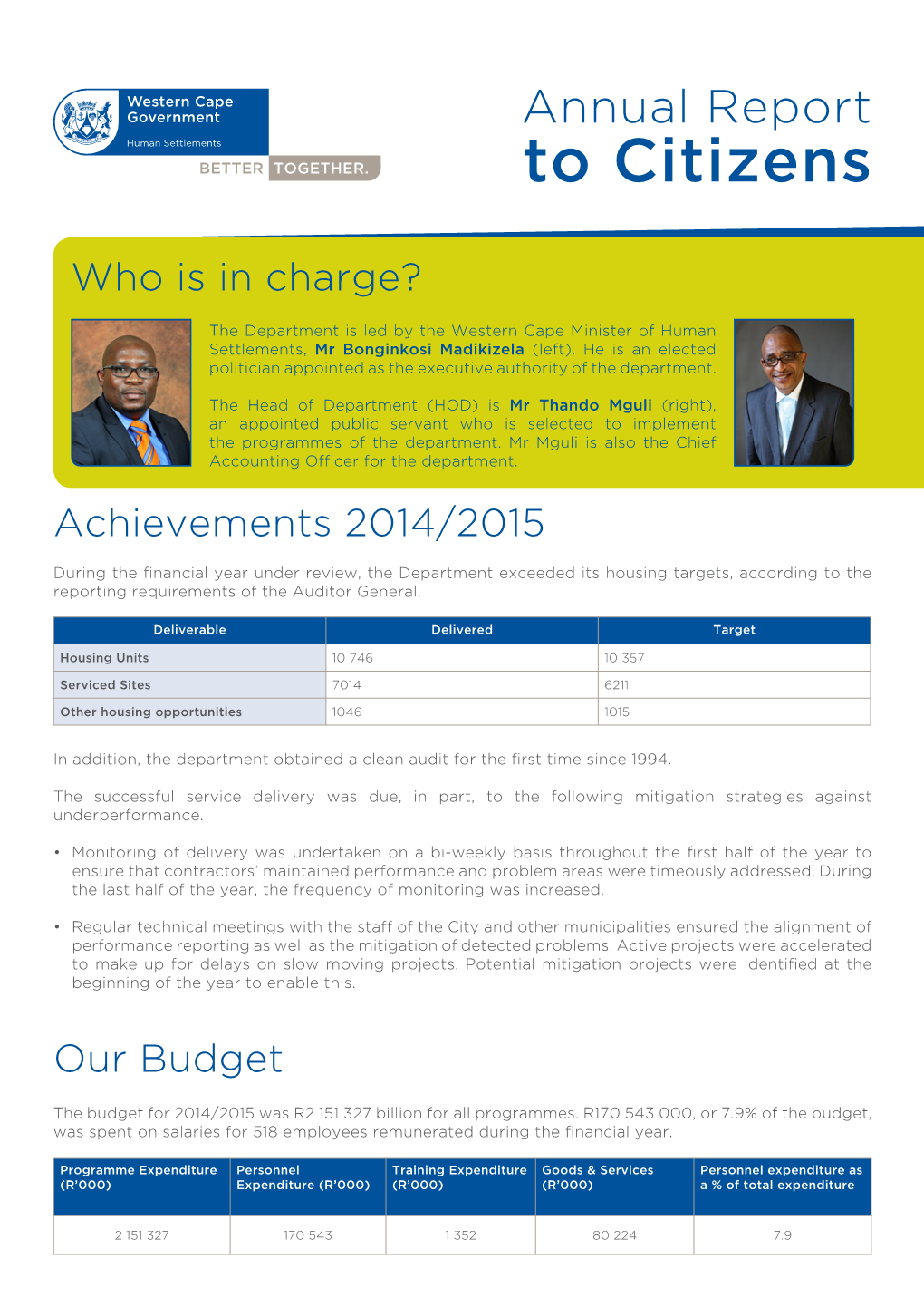 Annual Report to Citizens 2014/2015