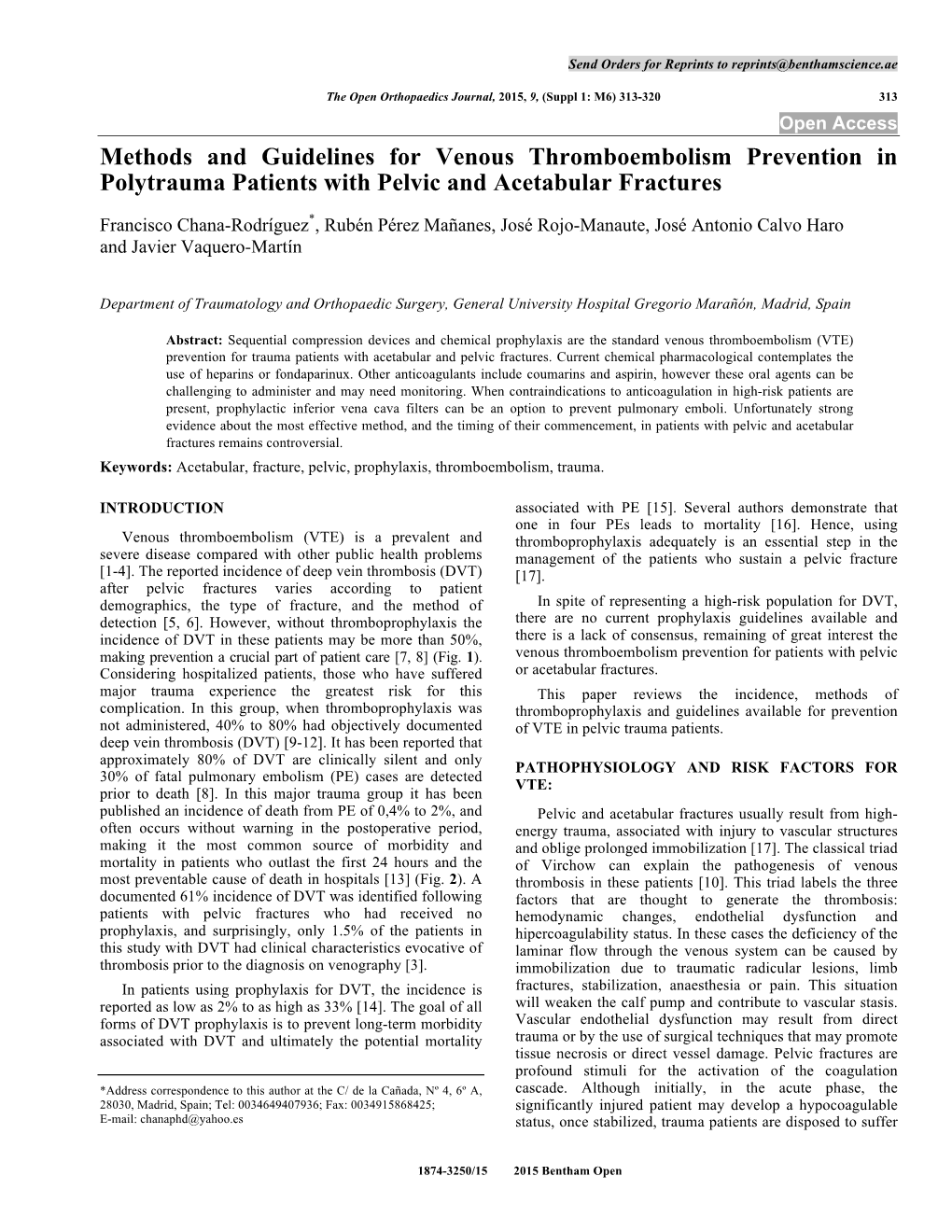 Methods and Guidelines for Venous Thromboembolism Prevention in Polytrauma Patients with Pelvic and Acetabular Fractures