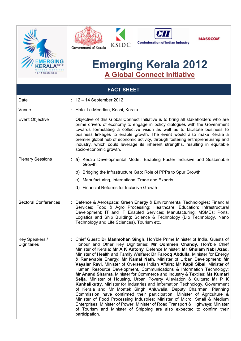 Emerging Kerala 2012 a Global Connect Initiative