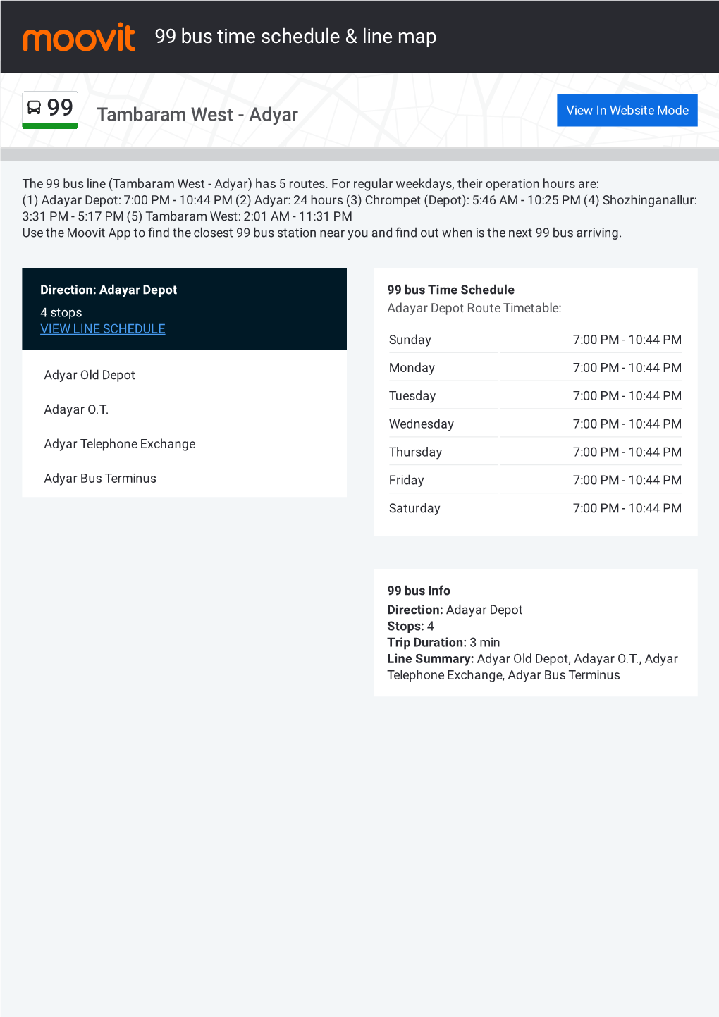 99 Bus Time Schedule & Line Route